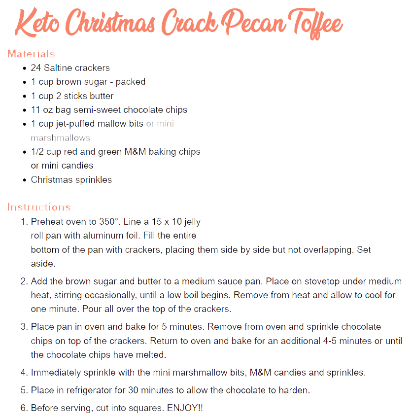 Keto Christmas Crack Pecan Toffee Using Saltine Crackers