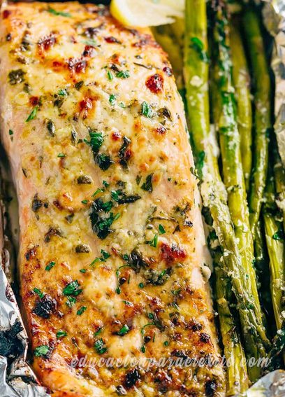 Lemon Parmesan Salmon and Asparagus Foil Packs Simple Recipe